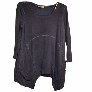 NWOT Democracy high l blue long sleeve top shirt M